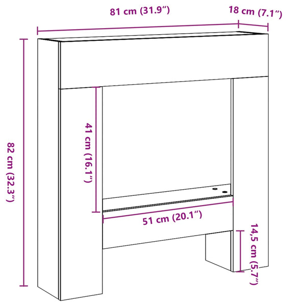 Kaminrahmen aus Altholz 81x18x82cm (Holz)