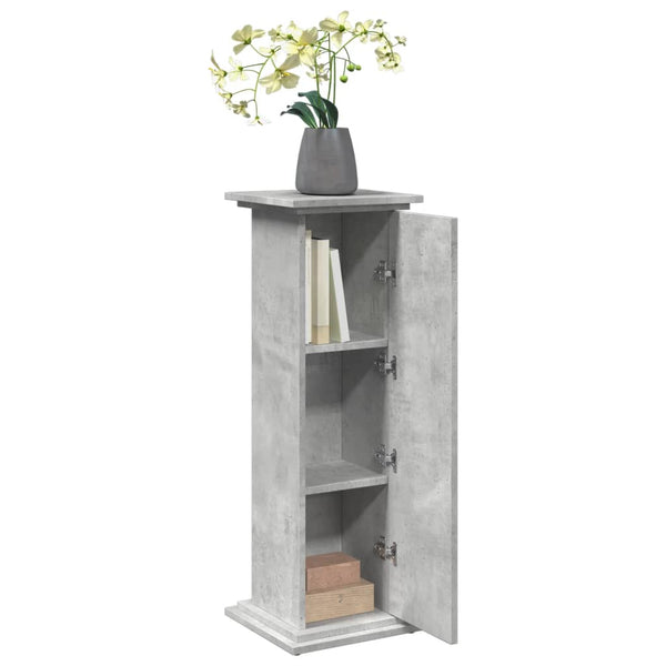 Favian Präsentationsständer in Grau mit Stauraum 31x30x90cm (Holz)