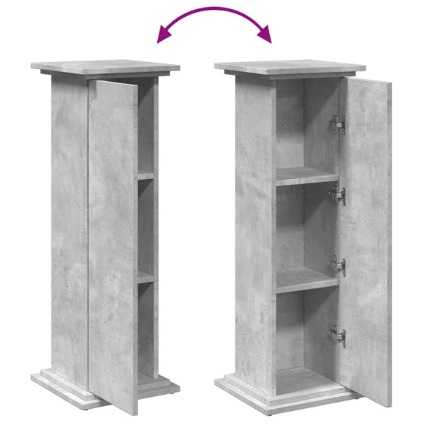 Favian Präsentationsständer in Grau mit Stauraum 31x30x90cm (Holz)