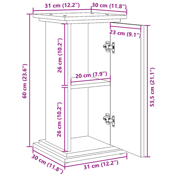 Favian Präsentationsregal, Grau, Stauraum 31x30x60cm (Holz)