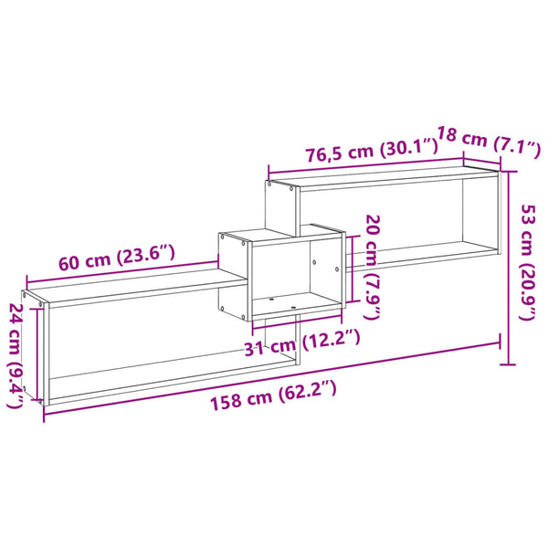 Weißer Wandschrank Friedrich 158x18x53cm (Holz)