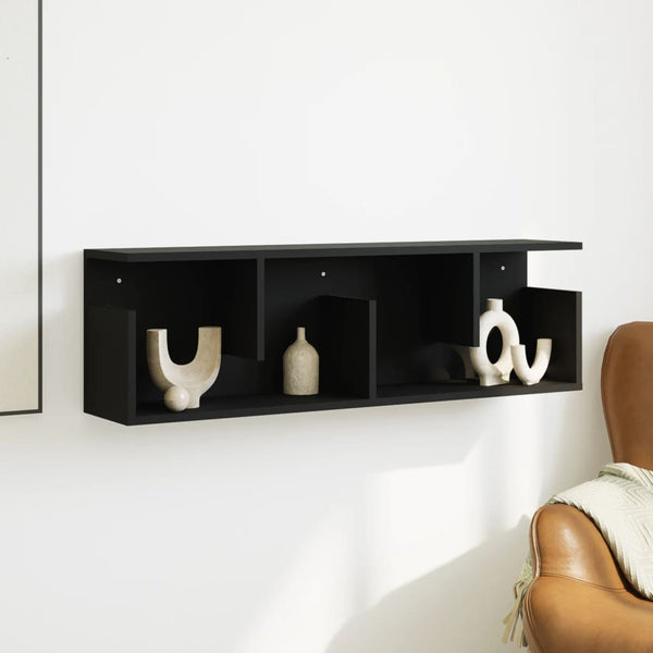 Schwarzer Wandschrank Kristine 100x20x30cm (Holz)