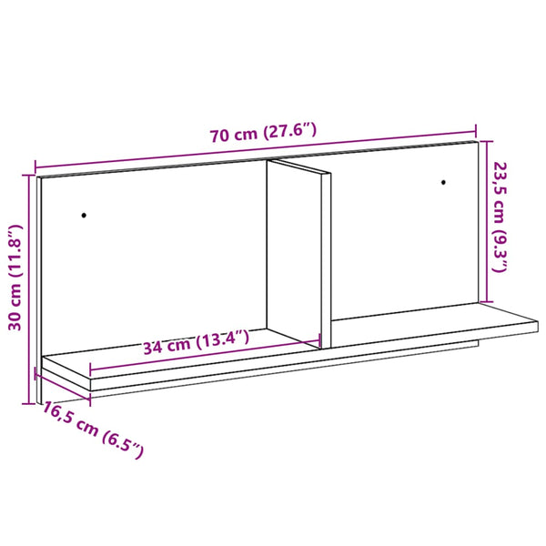 Weißer Wandschrank Nelo 70x16,5x30cm (Holz)