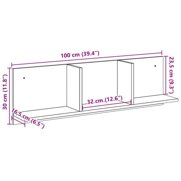 Weißer Wandschrank Nelo 100x16,5x30cm (Holz)