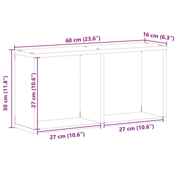 Grauer Poenaru Wandschrank 60x16x30cm (Sonoma Holzoptik)