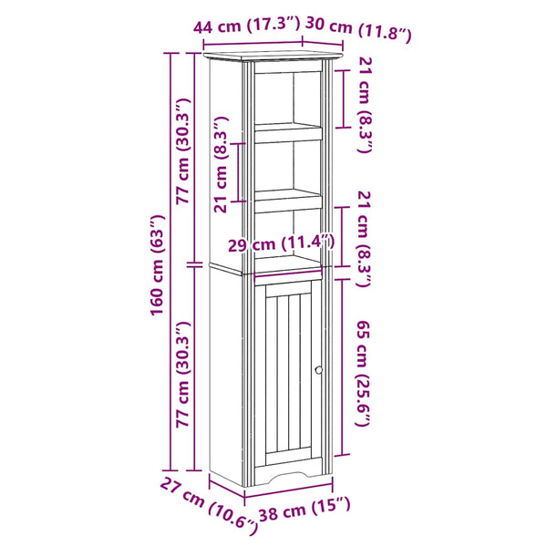Weißer Badezimmerschrank Bodo Turca 44x30x160cm