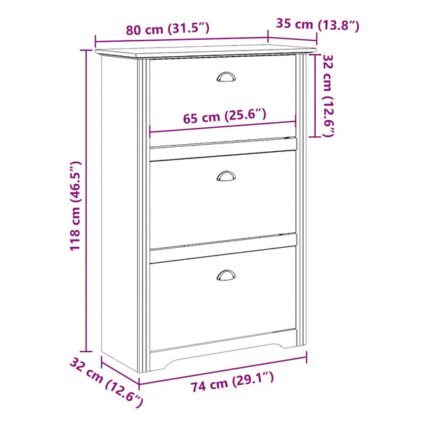 Weißes Schuhregal Bodo Raul 80x35x118cm