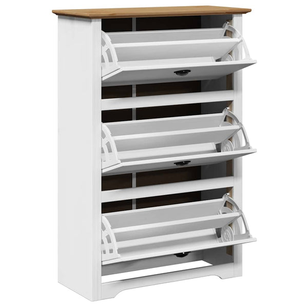 Schuhregal Bodo Raul in Weiß und Braun, 80x35x118cm