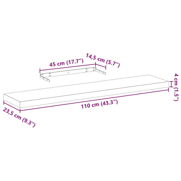 Schweberegale Amable 110x23,5x4cm (2er-Set Holz)