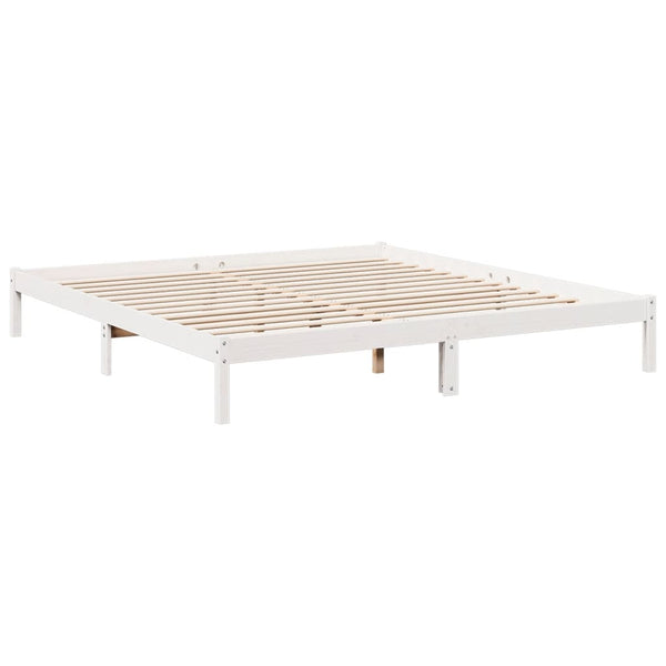 Bettgestell weiß extra lang ohne Matratze Tomiris 180x220cm (Kiefer)