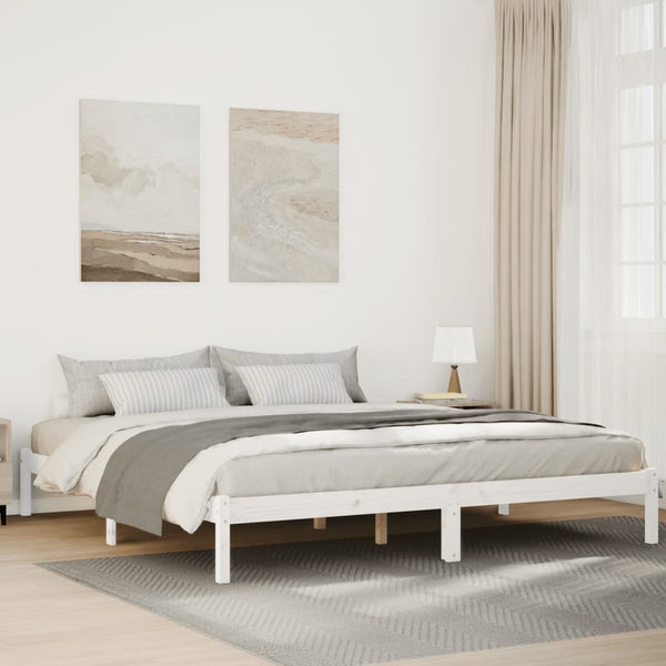 Bettgestell weiß extra lang ohne Matratze Tomiris 180x220cm (Kiefer)