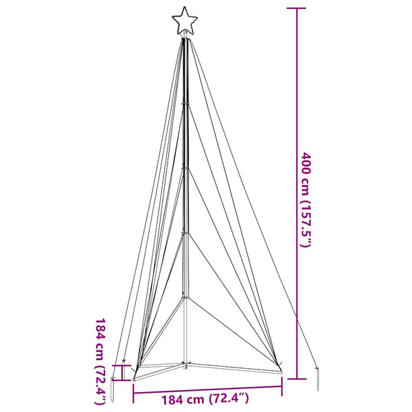 Bunte LED-Weihnachtsbaumbeleuchtung Vichentia 400 cm (615 LEDs)