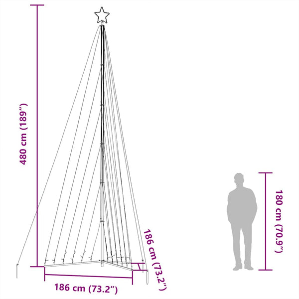 Bunte LED-Weihnachtsbaumbeleuchtung Rebekka 480cm (789 LEDs)