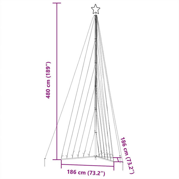Bunte LED-Weihnachtsbaumbeleuchtung Rebekka 480cm (789 LEDs)