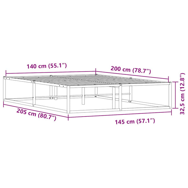 Weißes Bettgestell ohne Matratze Hamza 140x200cm (Metall)