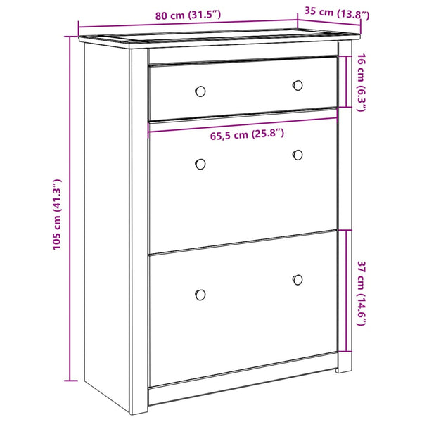 Schuhschrank Panama Perichlie 80x35x105cm (Kiefer)
