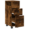 Räuchereiche schmaler Badezimmerschrank Rachel (mit Rollen, Holz)