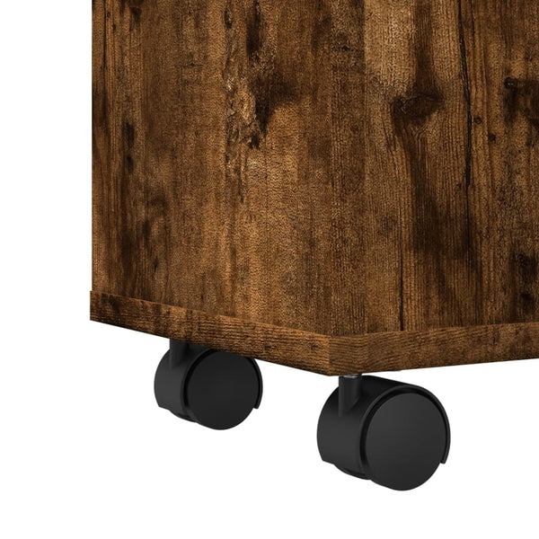 Räuchereiche schmaler Badezimmerschrank Rachel (mit Rollen, Holz)