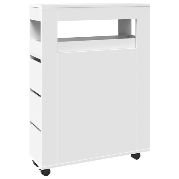 Weißer schmaler Badezimmerschrank auf Rollen Despau (Holz)