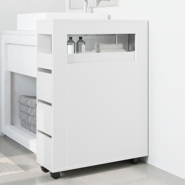 Weißer schmaler Badezimmerschrank auf Rollen Despau (Holz)