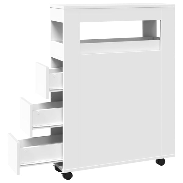 Weißer schmaler Badezimmerschrank auf Rollen Despau (Holz)