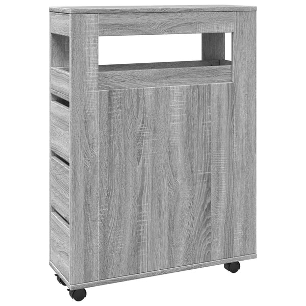 Grauer schmaler Badezimmerschrank auf Rollen Despau (Sonoma-Holz)