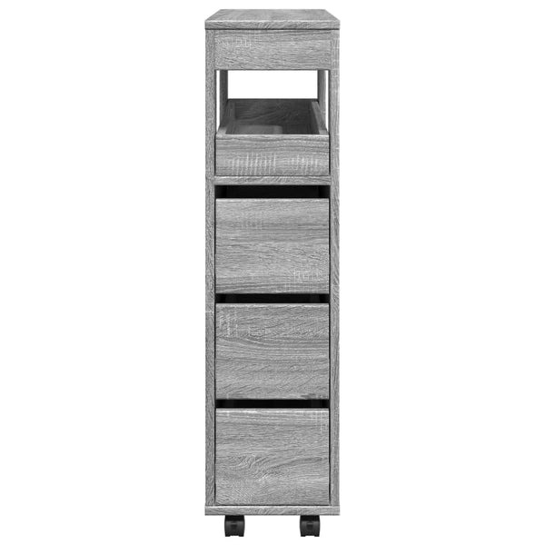 Grauer schmaler Badezimmerschrank auf Rollen Despau (Sonoma-Holz)