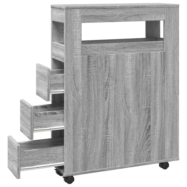 Grauer schmaler Badezimmerschrank auf Rollen Despau (Sonoma-Holz)