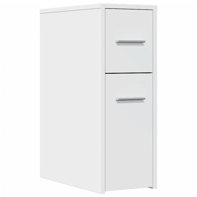 Weißer schmaler Badezimmerschrank auf Rollen Draghici (Holz)