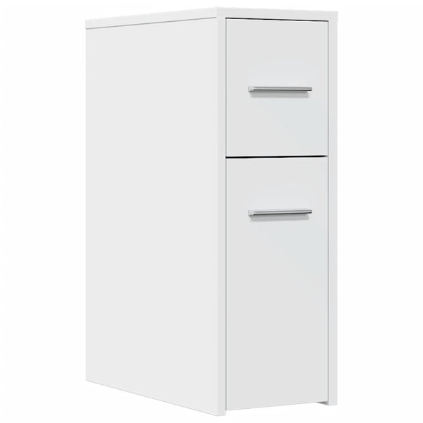 Weißer schmaler Badezimmerschrank auf Rollen Draghici (Holz)