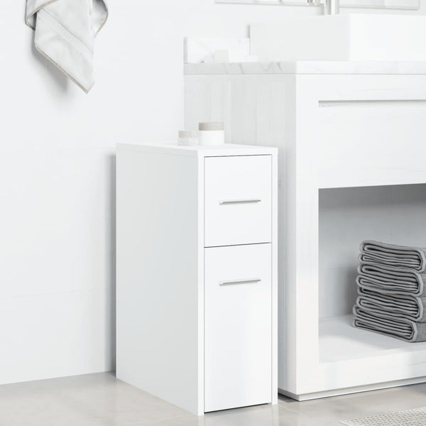 Weißer schmaler Badezimmerschrank auf Rollen Draghici (Holz)