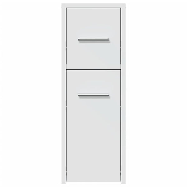 Weißer schmaler Badezimmerschrank auf Rollen Draghici (Holz)