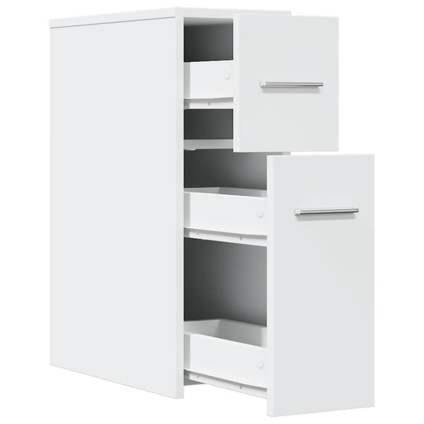 Weißer schmaler Badezimmerschrank auf Rollen Draghici (Holz)
