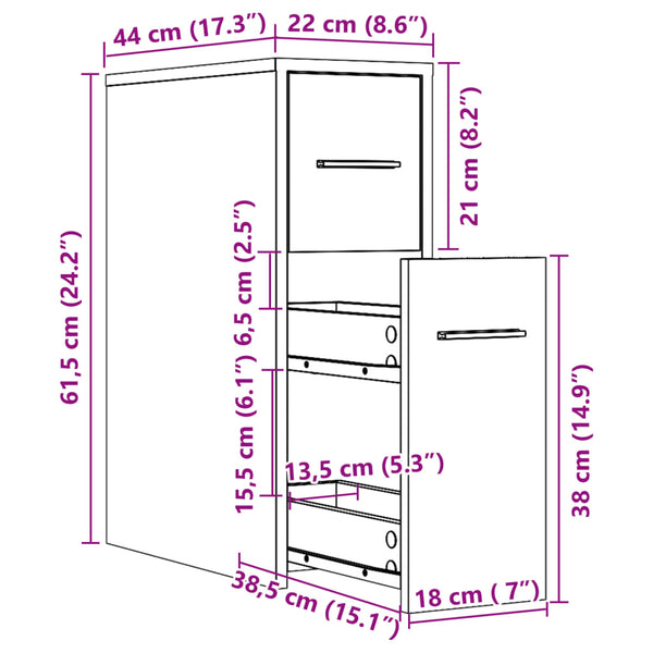 Weißer schmaler Badezimmerschrank auf Rollen Draghici (Holz)