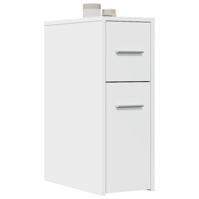 Weißer schmaler Badezimmerschrank auf Rollen Draghici (Holz)
