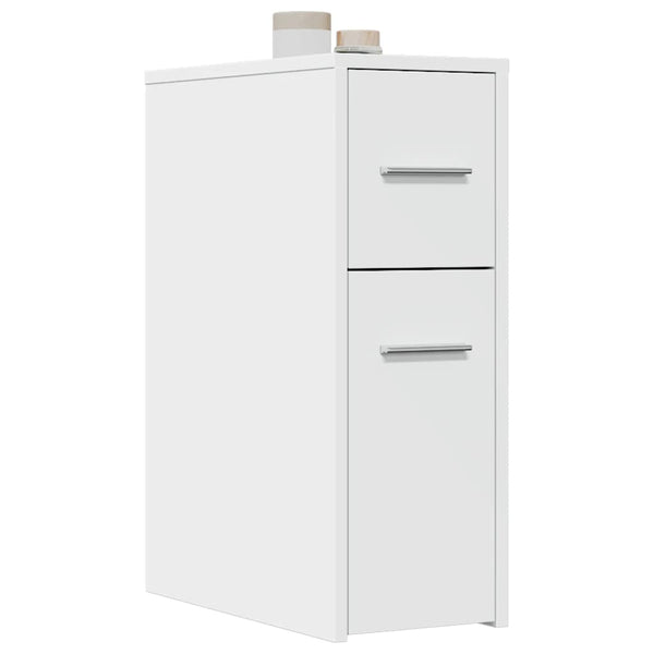 Weißer schmaler Badezimmerschrank auf Rollen Draghici (Holz)