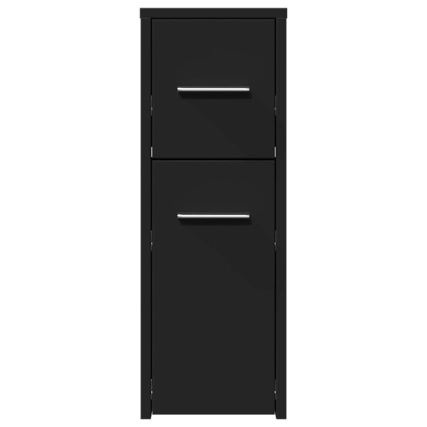 Schmaler Badezimmerschrank Draghici auf Rollen, schwarz (Holz)