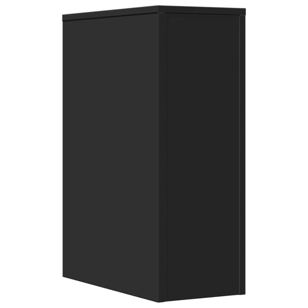 Schmaler Badezimmerschrank Draghici auf Rollen, schwarz (Holz)