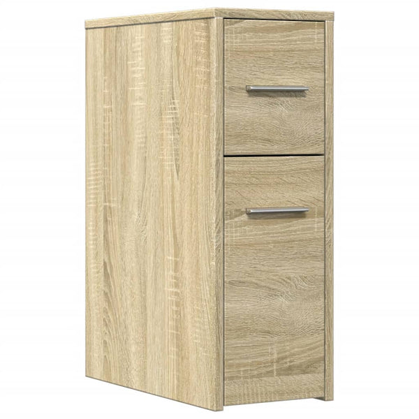Sonoma-Eiche schmaler Badezimmerschrank auf Rollen Draghici (Holz)