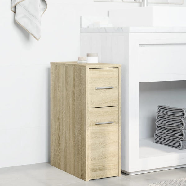 Sonoma-Eiche schmaler Badezimmerschrank auf Rollen Draghici (Holz)