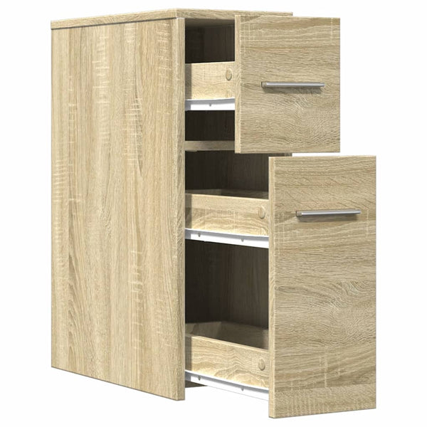 Sonoma-Eiche schmaler Badezimmerschrank auf Rollen Draghici (Holz)