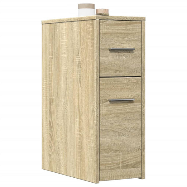 Sonoma-Eiche schmaler Badezimmerschrank auf Rollen Draghici (Holz)