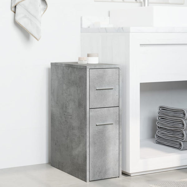 Betongrauer schmaler Badrollschrank Draghici (Holz)