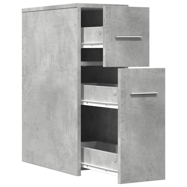 Betongrauer schmaler Badrollschrank Draghici (Holz)
