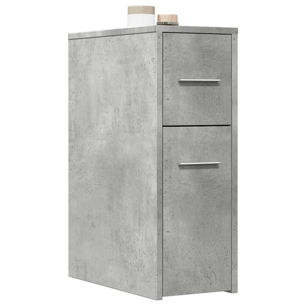 Betongrauer schmaler Badrollschrank Draghici (Holz)