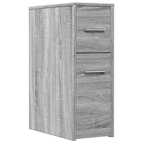 Grauer schmaler Badezimmerschrank auf Rollen Draghici (Sonoma Holz)