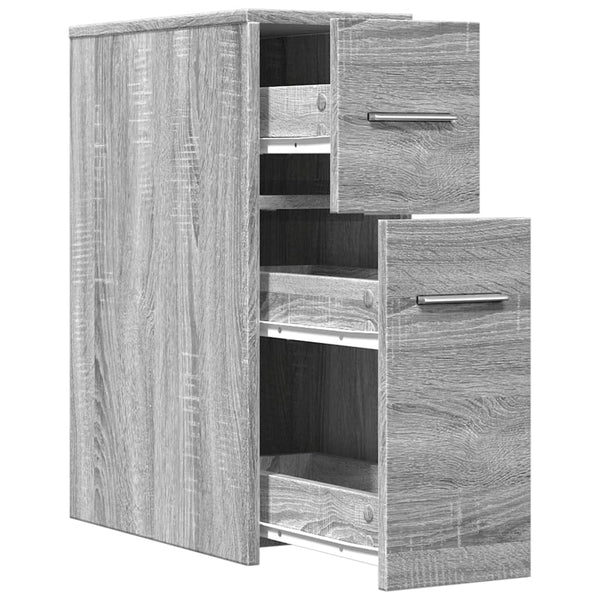 Grauer schmaler Badezimmerschrank auf Rollen Draghici (Sonoma Holz)
