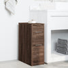 Brauner schmaler Badschrank Draghici (mit Rollen, Eichenholz)