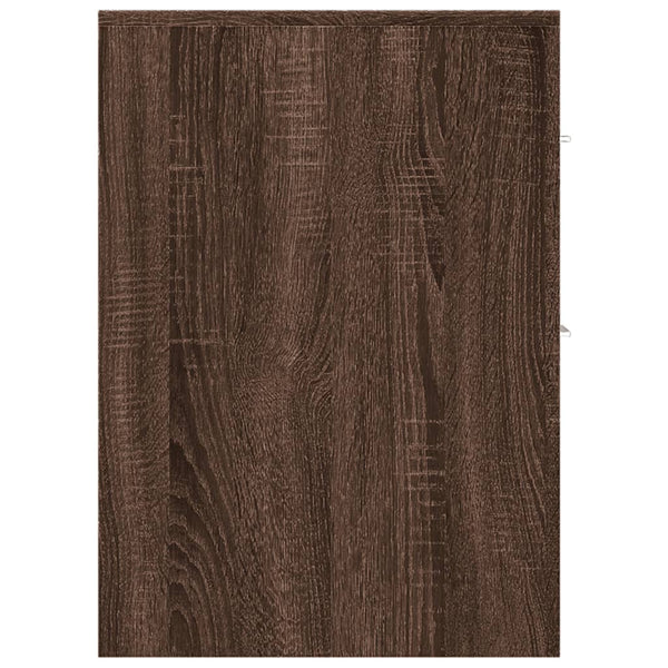 Brauner schmaler Badschrank Draghici (mit Rollen, Eichenholz)