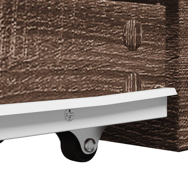 Brauner schmaler Badschrank Draghici (mit Rollen, Eichenholz)